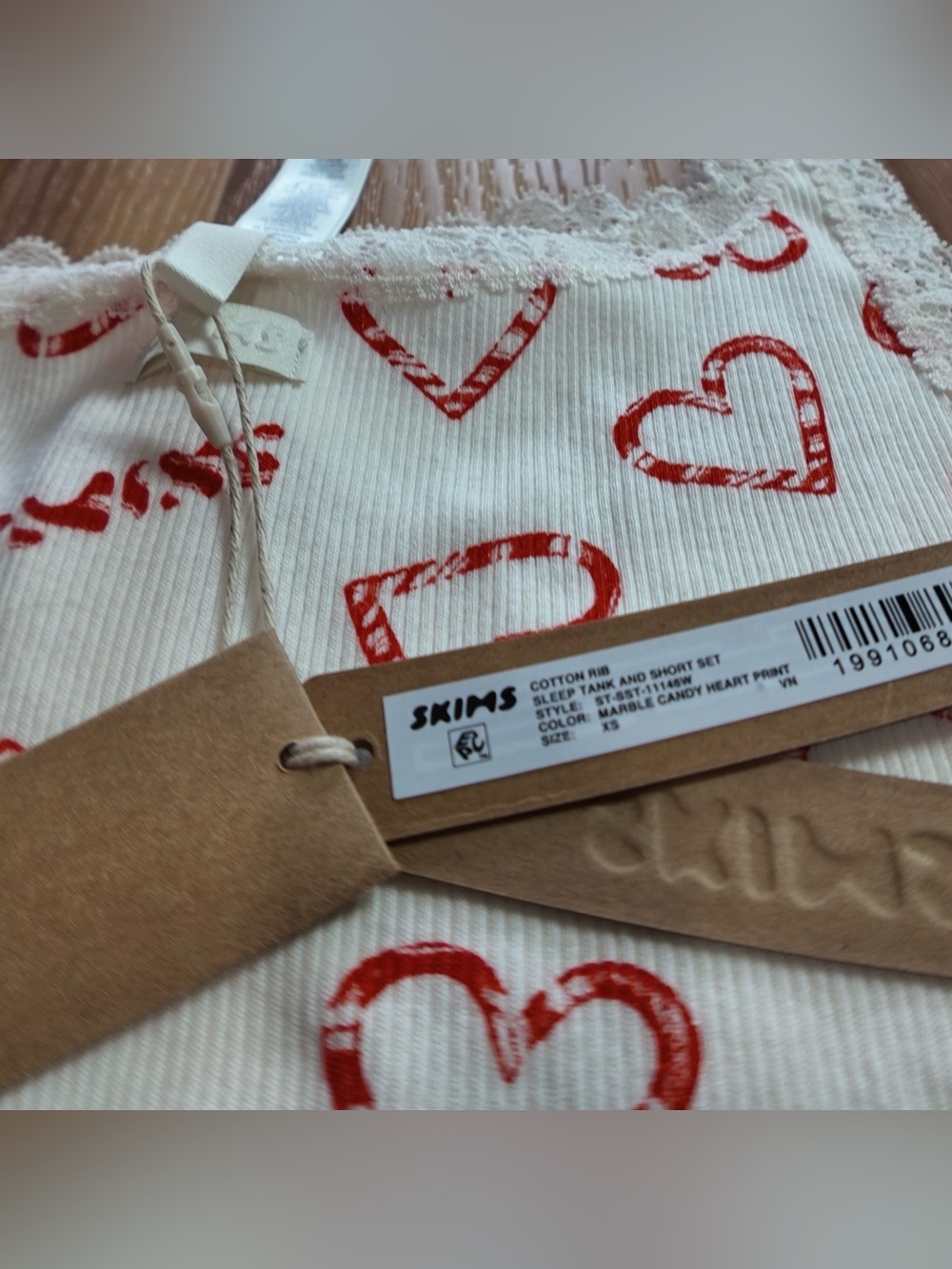 ๐SKIMS Cotton Rib Sleep Tank | Marble Candy Heart | XS | NWT๐ท๏ธ - Picture 4 of 4